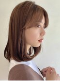 内巻きミディアム大人かわいいココアベージュ３０代４０代５０代