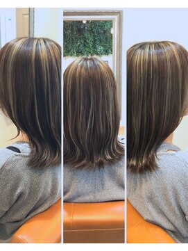 細めハイライトでつくるナチュラル立体感カラー