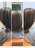 細めハイライトでつくるナチュラル立体感カラー