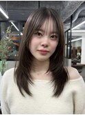 ミディアムレイヤーカット顔周りレイヤーウルフハッシュカット