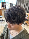センターパート×無造作