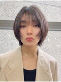 メンズヘア/センターパート/ワックスなし/ウルフ/コンマバング