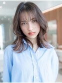 大人かわいい前髪セシルカットココアブラウンフリンジウェーブ