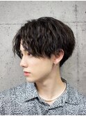 大分メンズセンターパートフェザーパーマフェザーショート