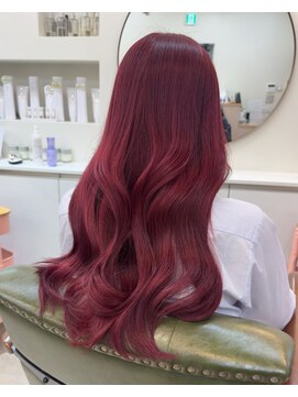 ヒョンミョン ライズバイレボ 柏西口店(hyon myon/RISEbyREVO) ブリーチありレッド/くびれ巻き/高彩度カラー/柏駅