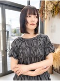 岡山ボブ20代30代40代ハッシュカット切りっぱなしボブグレージュ