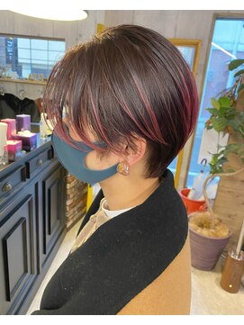 ルーナヘアー(LUNA hair) 『京都ルーナ』おしゃれショートヘア ピンク ハイライト