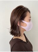 濡れ髪　切りっぱなし　くすみピンク　セミウェットウェーブ