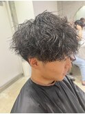 波巻きパーマ/ツーブロック/20代30代大人ビジネスヘア