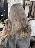切りっぱなしボブ エアリーロング 美髪 ピンクブラウン