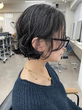ユノ(juno) 【中目黒】黒髪ショートボブパーマ☆ウェーブヘア大人ボブ