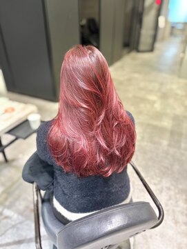 アクション 心斎橋店(ACTION) ワンカールレイヤーカット　ピンクラベンダー　チェリーレッド