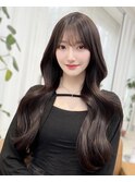 小顔似合わせ流し前髪/韓国風顔周り/透明感グレージュ