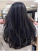 デザインカラーバレイヤージュ細めハイライト白髪ぼかし東京銀座