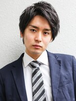 七三オールバック　ツイストパーマ　ビジネス　かき上げヘア