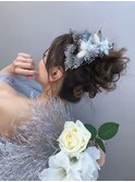高めお団子ルーズアップ