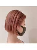 ミニボブ×ペールピンク曳舟インナーカラーダブルカラー髪質改善