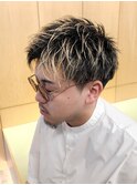 アップバングショート刈り上げマッシュメンズカラーハイトーン