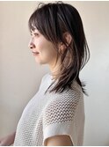 インナーグレージュ×小顔前髪×くびれレイヤー×艶髪ミディm