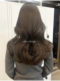 大人可愛い艶カラー＊オリーブベージュ/レイヤーカット