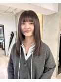 黒髪/ボブルフ/ネビージュ/小顔/ワンレン/栄/髪質改善/前髪
