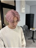爽やかナチュラルパーマセンターパート清潔感デザインカラー