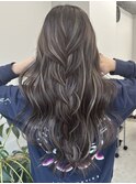くすみベージュマロンベージュホワイトブロンド細めハイライト