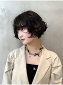 ショート ボブ ウェーブ パーマ 個性的 ボブ 大人 プードル