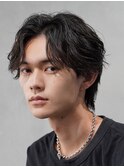 渋谷波巻きスパイラルパーマシャドウパーマメンズセンターパート