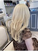ブロンドカラーロングウルフハイレイヤーブリーチ2回赤羽美容室