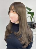 ミディアムロングレイヤーカットブリーチなしダブルカラー心斎橋