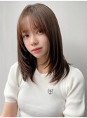 小顔 前髪 レイヤーカット イメチェン ピンクベージュ "