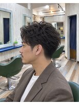 ルートヘア 辻堂店&nbsp;30代メンズ大人パーマ無造作ショートツーブロックビジネス