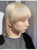 tetohair 渡辺 ホワイトブロンド ホワイトブリーチ ボブウルフ