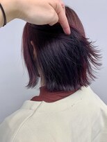 ヘアーアンドビューティーザ エフ(Hair Beauty the F)&nbsp;インナーカラー＿パープル＿チェリーレッド＿切りっぱなしボブ