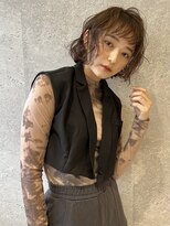 アース 三軒茶屋店(HAIR&MAKE EARTH) 三軒茶屋_レディース_ミディアム_ブラウン_コテ巻き_パーマ_小顔
