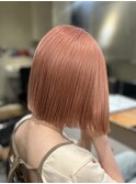 ペールオレンジ×切りっぱなしボブ