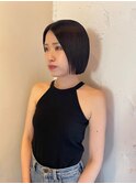黒髪ボブぱっつん前髪ボブミニボブ切りっぱなしボブ