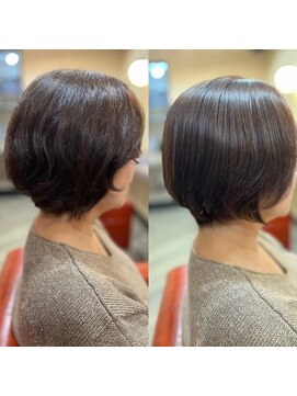 シシヘアー(SISIi HAIR) 自然な丸みのショートボブ縮毛矯正