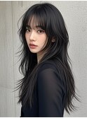 ショートボブシースルーマッシュウルフカットショートヘアボブ