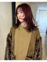 ニコフクオカヘアーメイク(NIKO Fukuoka Hair Make)&nbsp;ブリーチ無しのワインレッド/レッドブラウン/ハッシュレイヤー