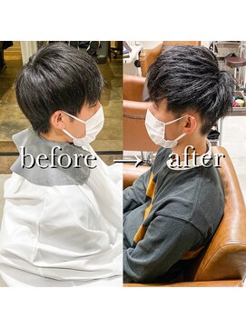 フレーム なんば店(FRAME) 刈り上げショートハイブロック前下がり高め刈り上げ