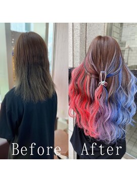 あるじゃんすー 梅田店 ユニコーンカラー#シールエクステ#ツートンカラー#韓国#梅田