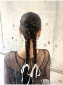 タイトなツイン編みおろし