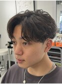 ニュアンスパーマフェザーパーマセンターパート韓国メンズカット