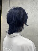 ウルフカット×ネイビーブルー