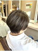 インナーカラーショートカットシュートボブハイライトメッシュ