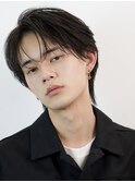 マッシュセンターパートツーブロックフェザーパーマニュアンス