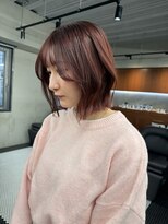 ニコ トウキョウ 渋谷(nico TOKYO)&nbsp;ダブルカラーチェリーレッドピンクブラウン韓国レイヤーロング