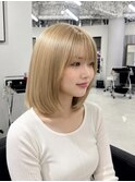 ミルクティーベージュ/ホワイトベージュ/レイヤーボブ
